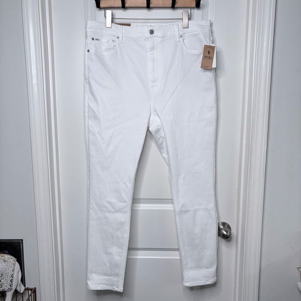 NEW Polo Ralph Lauren High Rise Skinny Crisp White Jean Stretch 34R Quiet Luxury